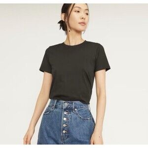 Everlane Womens Organic Cotton Crew Neck Tee Shirt Black Sz S NWT